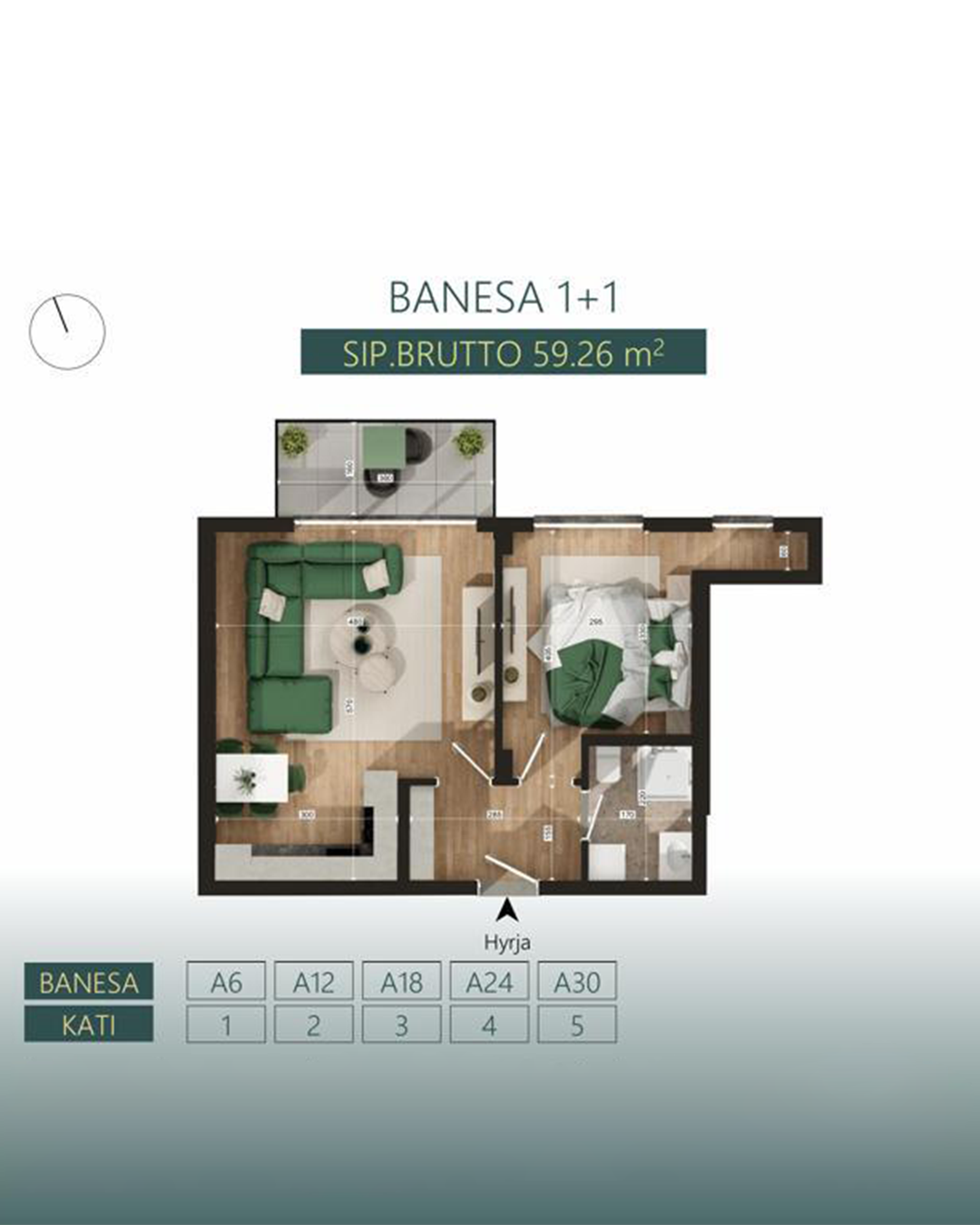 Banesë në shitje 59.26m² te Mati 1