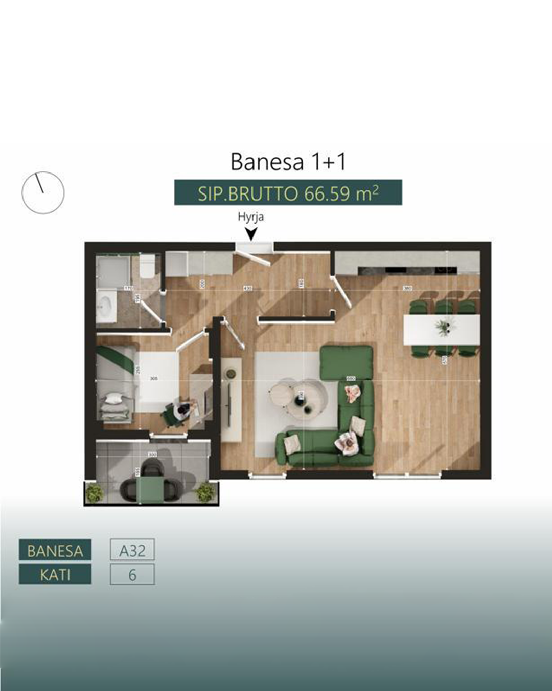 Banesë në shitje 66.59m² në lagjen Mati 1