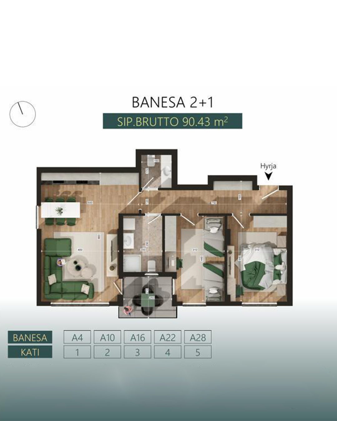 Banesë në shitje 90.43m² në lagjen Mati 1