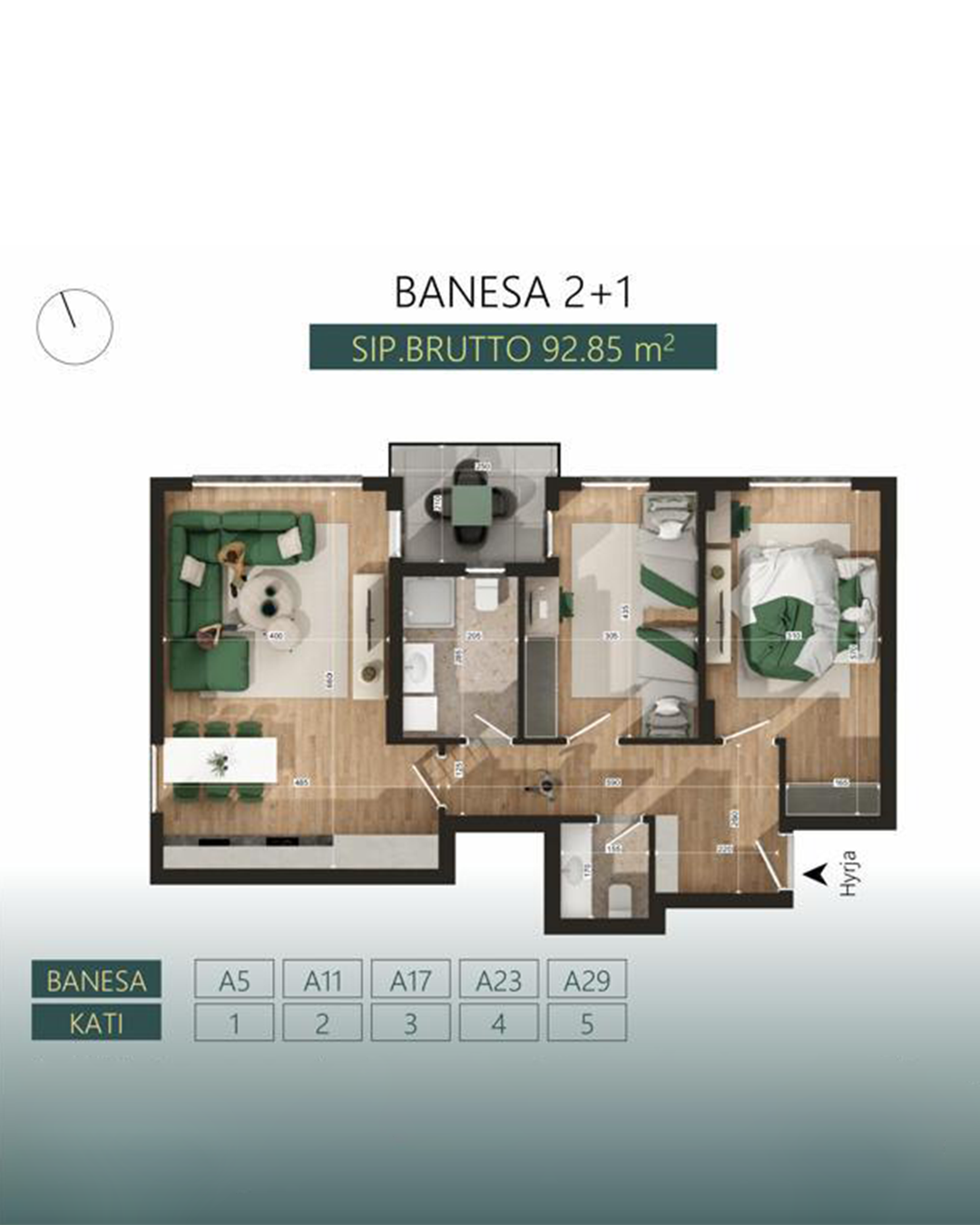 Banesë në shitje 92.85m² në lagjen Mati 1