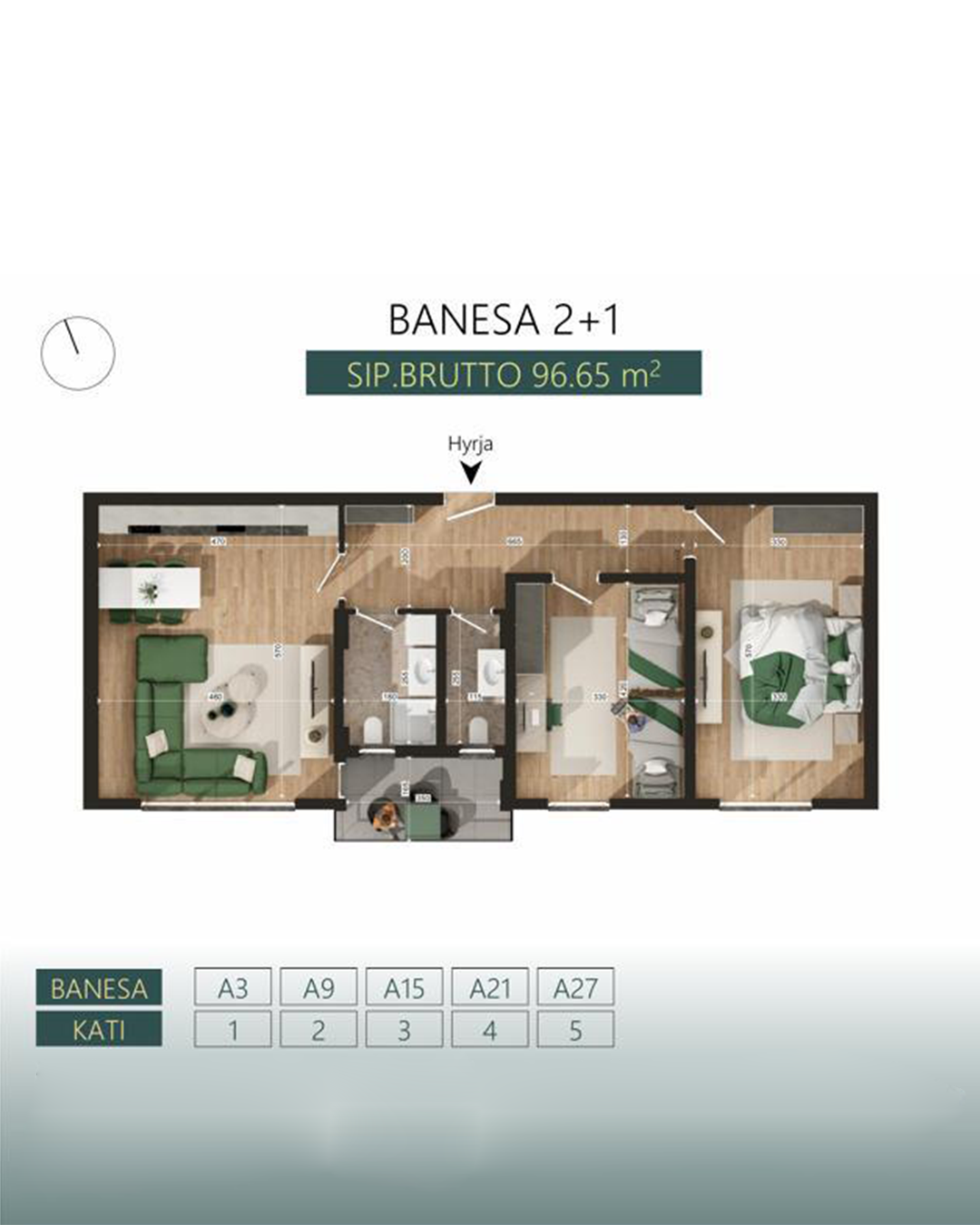 Banesë në shitje 96.65m² në lagjen Mati 1