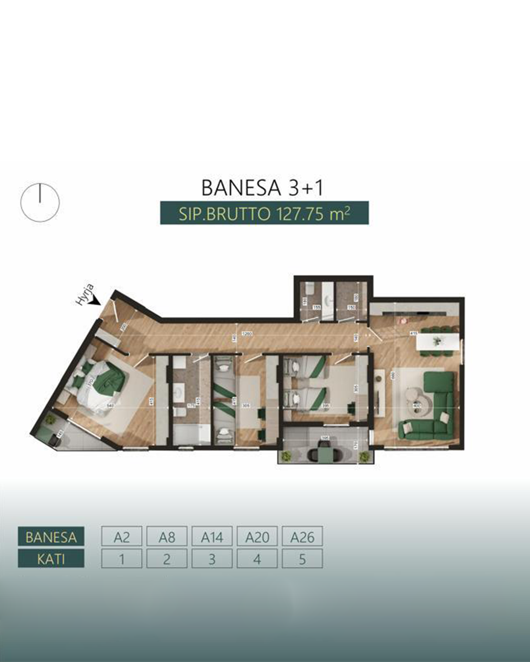 Banesë në shitje 127.75m² në lagjen Mati 1